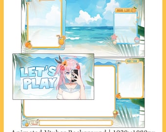 Breeze | Vtuber Asset | Streaming Assets | Twitch Accessories | OBS Time Widget | Animated Vtuber Background | MP4 Digital DL