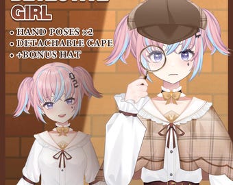 Detective Girl | VTuber Assets丨Vtuber Outfit Asset | Ready to use | Live2D Rigged Assets
