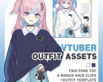 Hoodie - Meteor | VTuber Assets丨Vtuber Outfit Asset | Ready to use | Live2D Rigged Assets