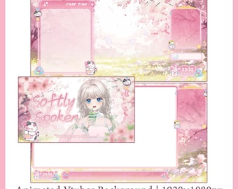 sayonara sakura | Vtuber Asset | Sweet | Cute | Spring | OBS Time Widget | Animated Vtuber Background