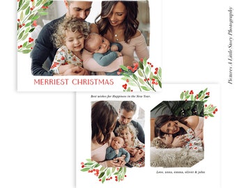 Christmas Photocard Template | Holly Berry