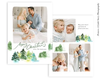 Christmas Photocard Template | Snowy Trees