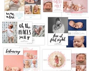 INSTANT DOWNLOAD - Photoshop Birth announcement templates bundle -  e1292