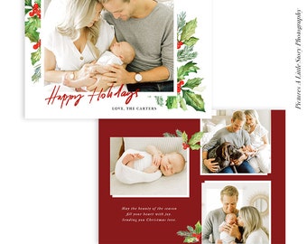 Christmas Photocard Template | Winter Greens