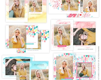 INSTANT DOWNLOAD - Graduation Announcement Bundle - Photoshop Templates - E1481
