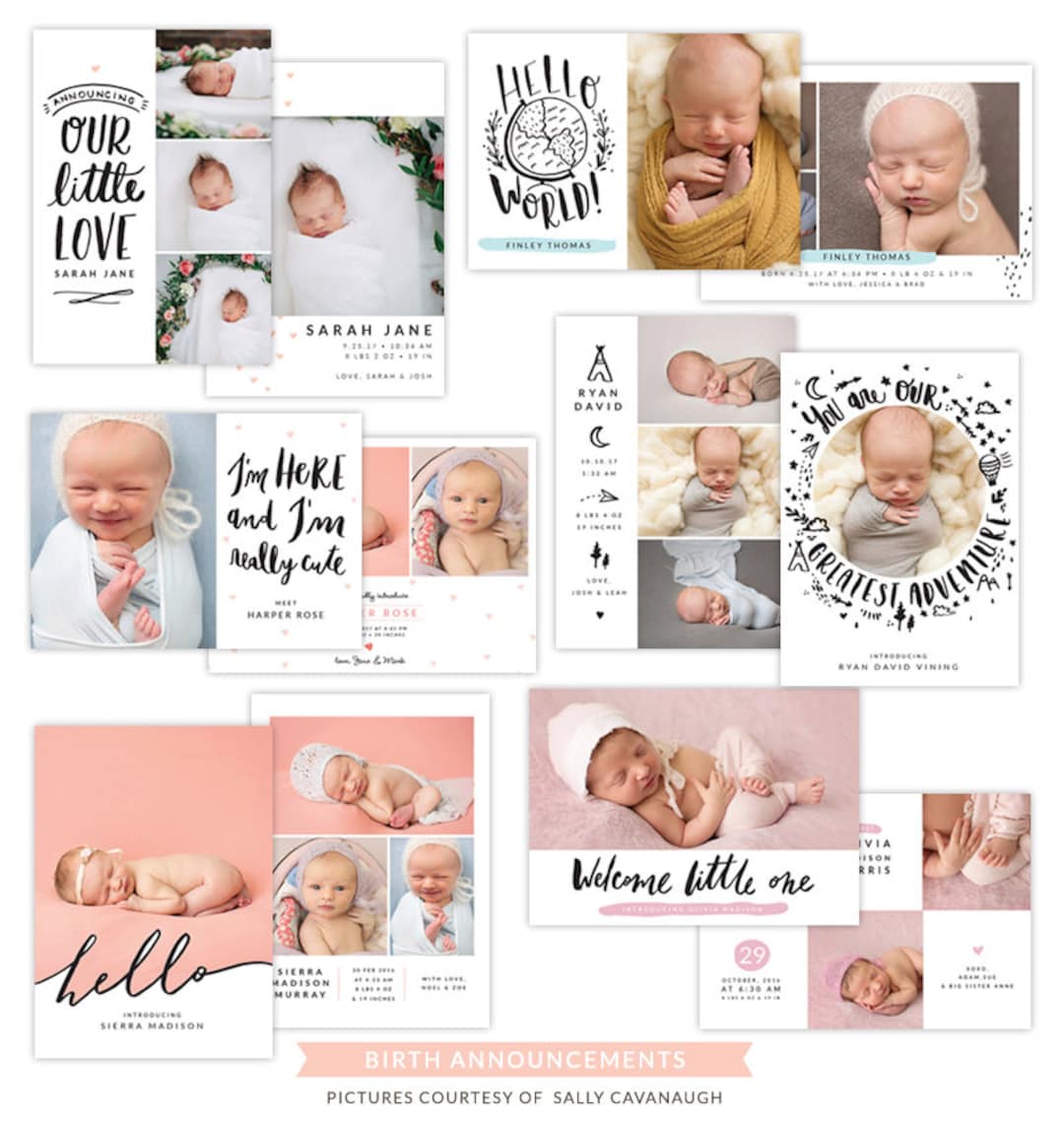 INSTANT DOWNLOAD Birth Announcement Templates Bundle