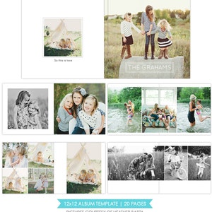 TÉLÉCHARGEMENT INSTANTANÉ - Modèle d’album de mariage 12x12 - Pure Essential - E1067