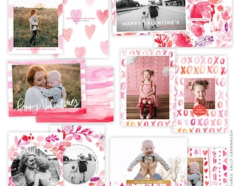 INSTANT DOWNLOAD - Valentine's Photo Cards Photoshop Templates Bundle - E1615