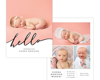 INSTANT DOWNLOAD - Photoshop Birth announcement template -  e1290