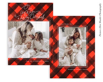 Christmas Photocard Template | Christmas Buffalo Plaids