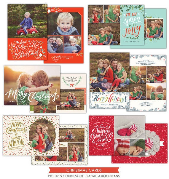 Christmas Card Photoshop templates bundle INSTANT DOWNLOAD | Etsy