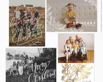 Christmas 5x7 Photo Card Bundle | Gold and Glitter