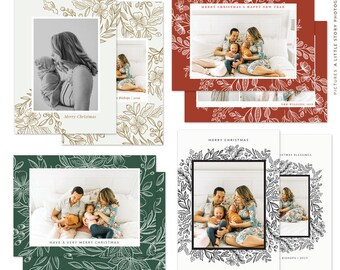 Christmas 5x7 Photo Card Bundle | Floral Elegance