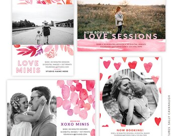 INSTANT DOWNLOAD  - Valentine's Photography Marketing Board Bundle - 5x7 Newsletter Templates - E1609