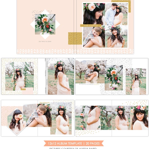 INSTANT DOWNLOAD - 12x12  Album template - Romantic garden - e1096