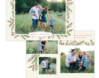 INSTANT DOWNLOAD - Christmas Holiday Card Photoshop template - E1369