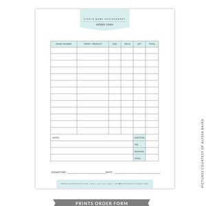 INSTANT DOWNLOAD - 8.5x11 Prints Order Form Template - e1466-OF