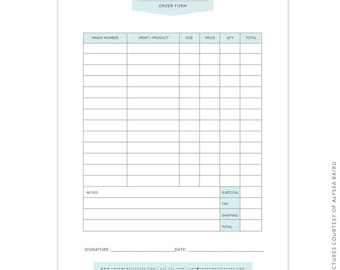 INSTANT DOWNLOAD - 8.5x11 Prints Order Form Template - e1466-OF