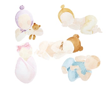Watercolor Illustrations Pack - Newborn Pose