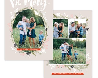 INSTANT DOWNLOAD - Christmas Holiday Card Photoshop template - E1368