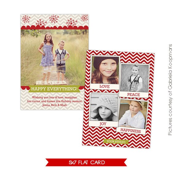 INSTANT DOWNLOAD Christmas Card Photoshop template Happy | Etsy