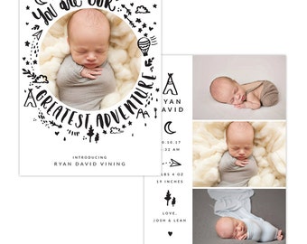 INSTANT DOWNLOAD - Photoshop Birth announcement template -  e1288