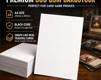 MTG Proxy Cardstock Black Core 300gsm A4 Glossy, TCG Proxy Paper