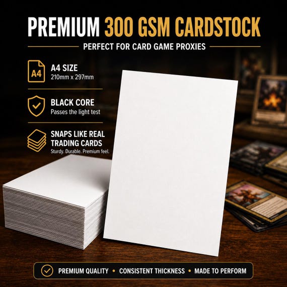 MTG Proxy Cardstock Black Core 300gsm A4 Glossy, TCG Proxy Paper