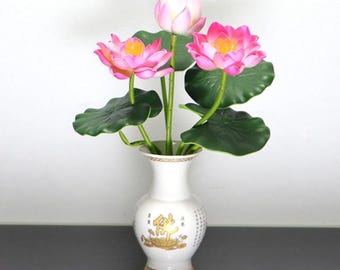 Fleurs de lotus artificielles roses | Décoration en soie nénuphar | Décoration d'étang et de maison
