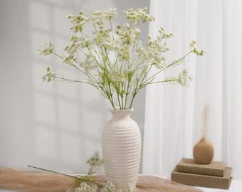 Fleurs artificielles en dentelle de la reine Anne | Fausses tiges Ammi Majus blanches