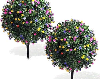 Lot de 2 arbres topiaires artificiels en buis | Jardinière décorative résistante aux UV