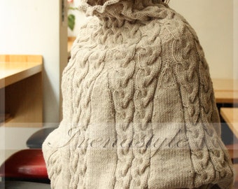 Poncho MADE TO ORDER Hand Knit Cardigan, Jas, Poncho Met Mouwen .  wol 50 acryl 50