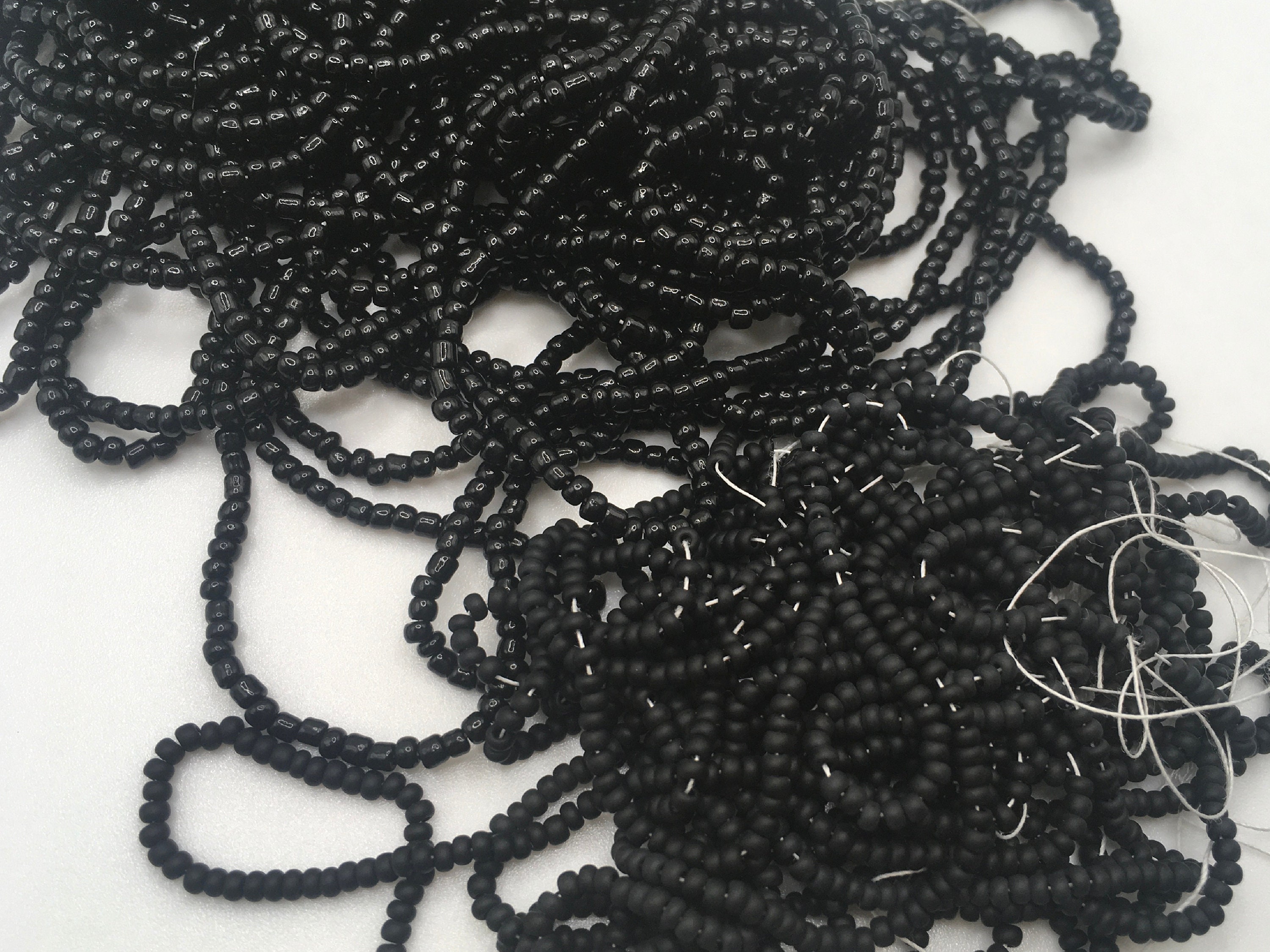 Super Tiny Black Seed Bead Necklace / Choker, Tiny Black Opaque