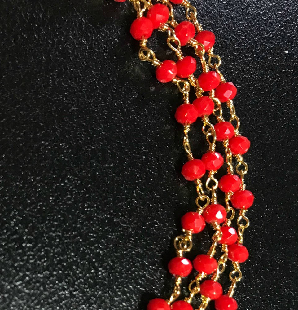 Tiny Red Coral Rosary Chain Necklace, Choose a Length, Red Coral and ...
