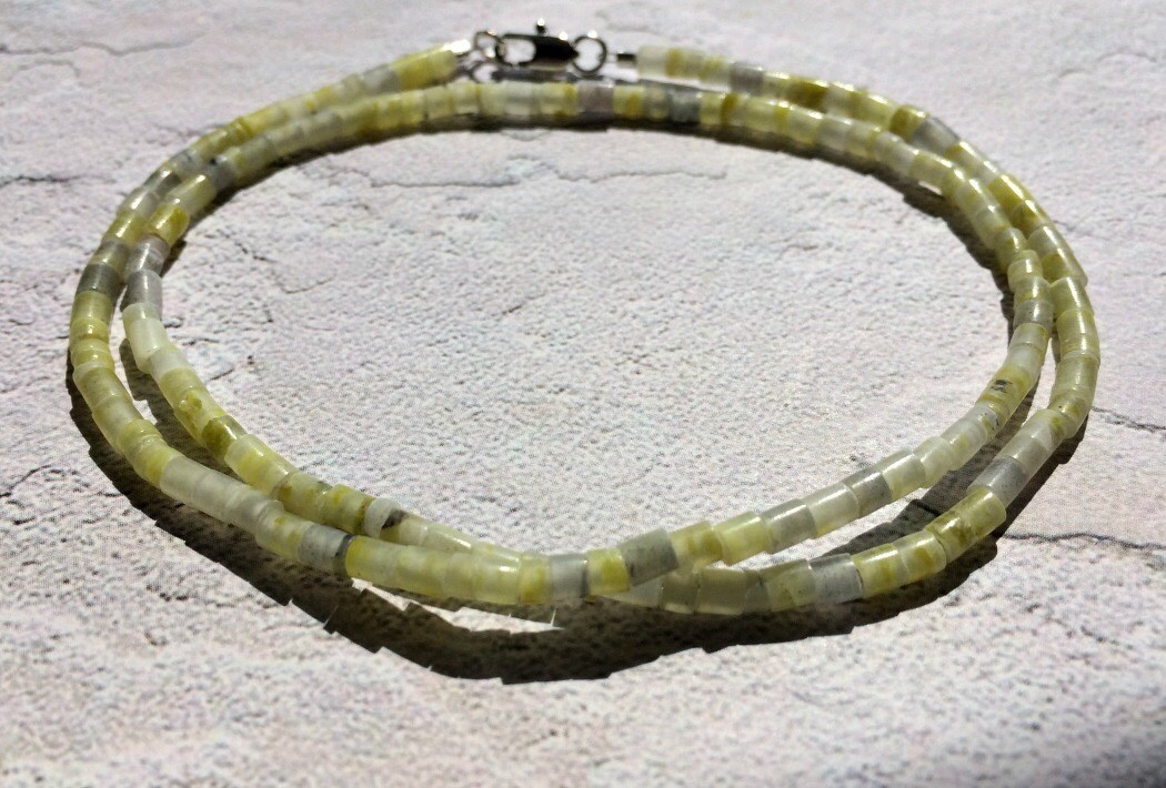 Serpentine Heishi Necklace, Light Green Serpentine Stone Choker