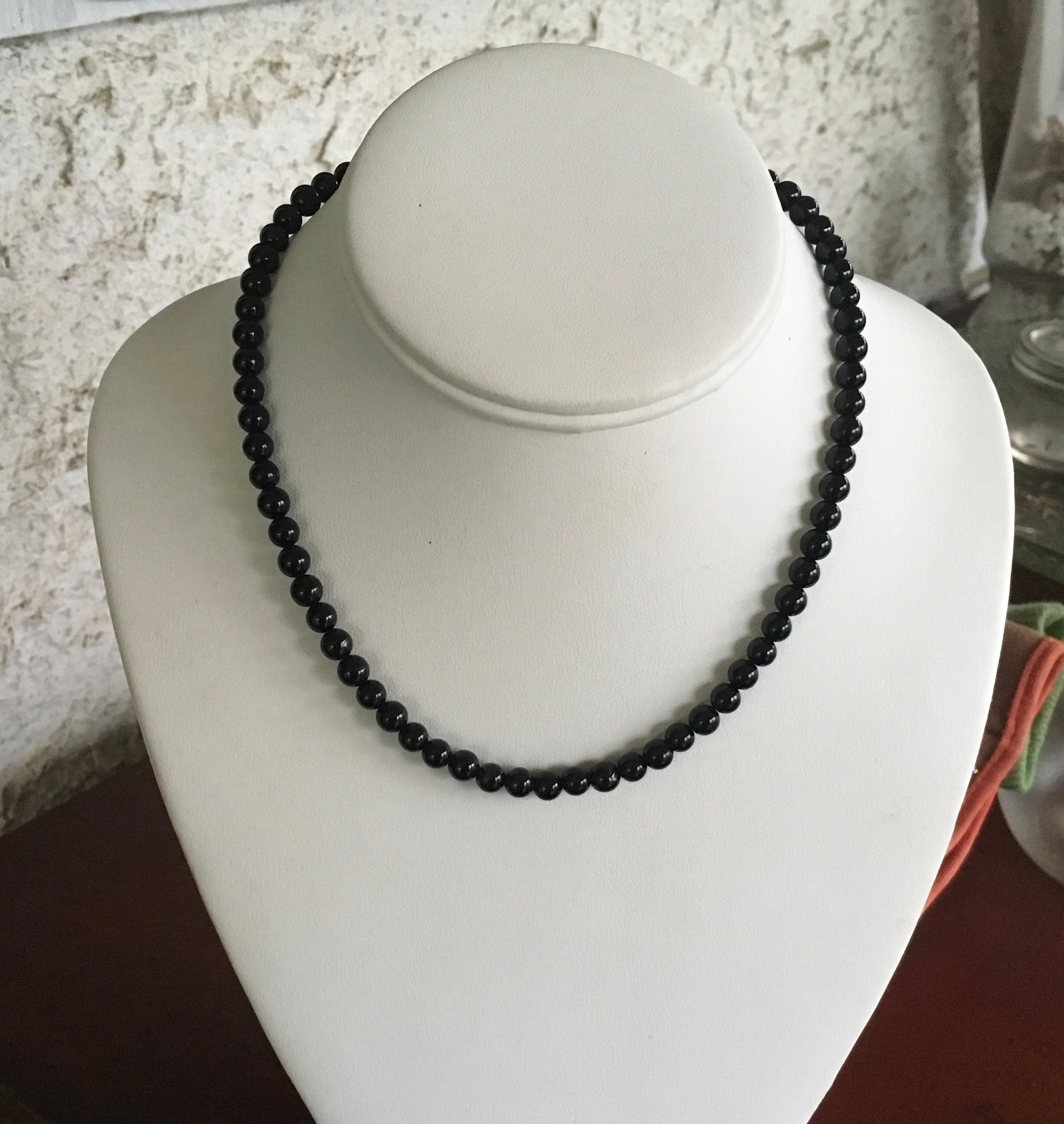 Black Tourmaline Stone Necklace 6mm Black Tourmaline Stone Etsy