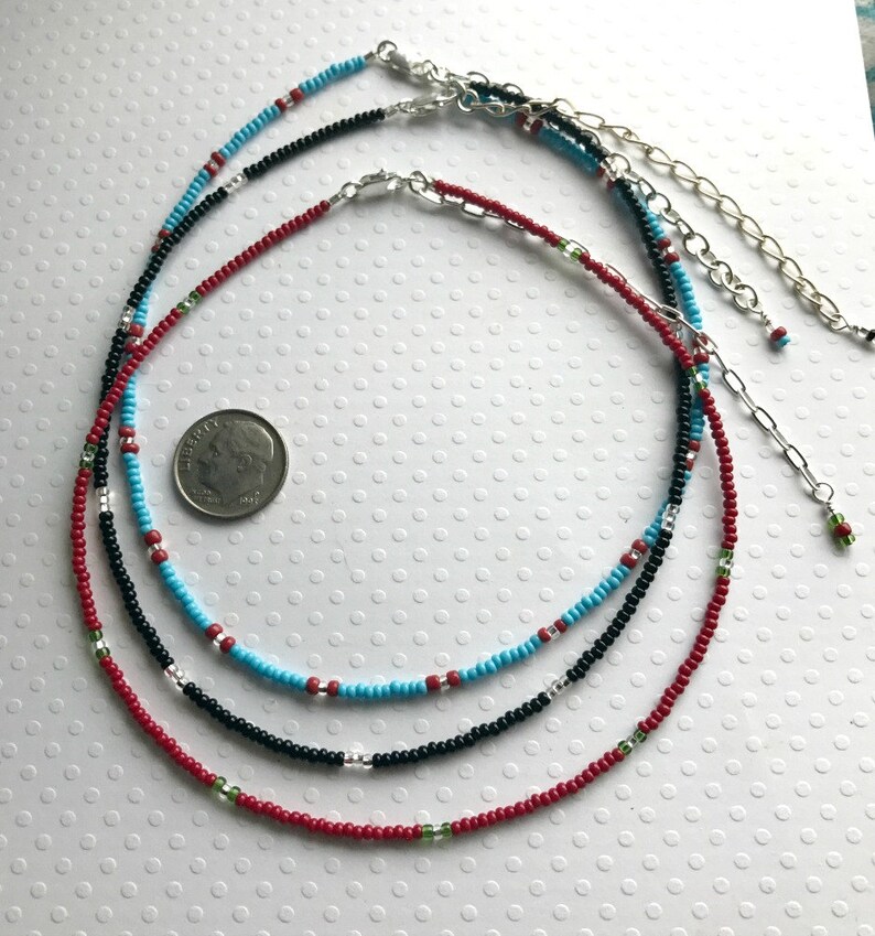 Tiny Adjustable Seed Bead Choker Necklace Patterned or Plain Etsy