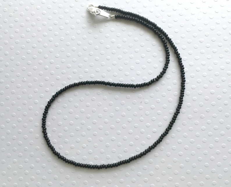 Super Tiny Black Seed Bead Necklace / Choker Tiny Black | Etsy