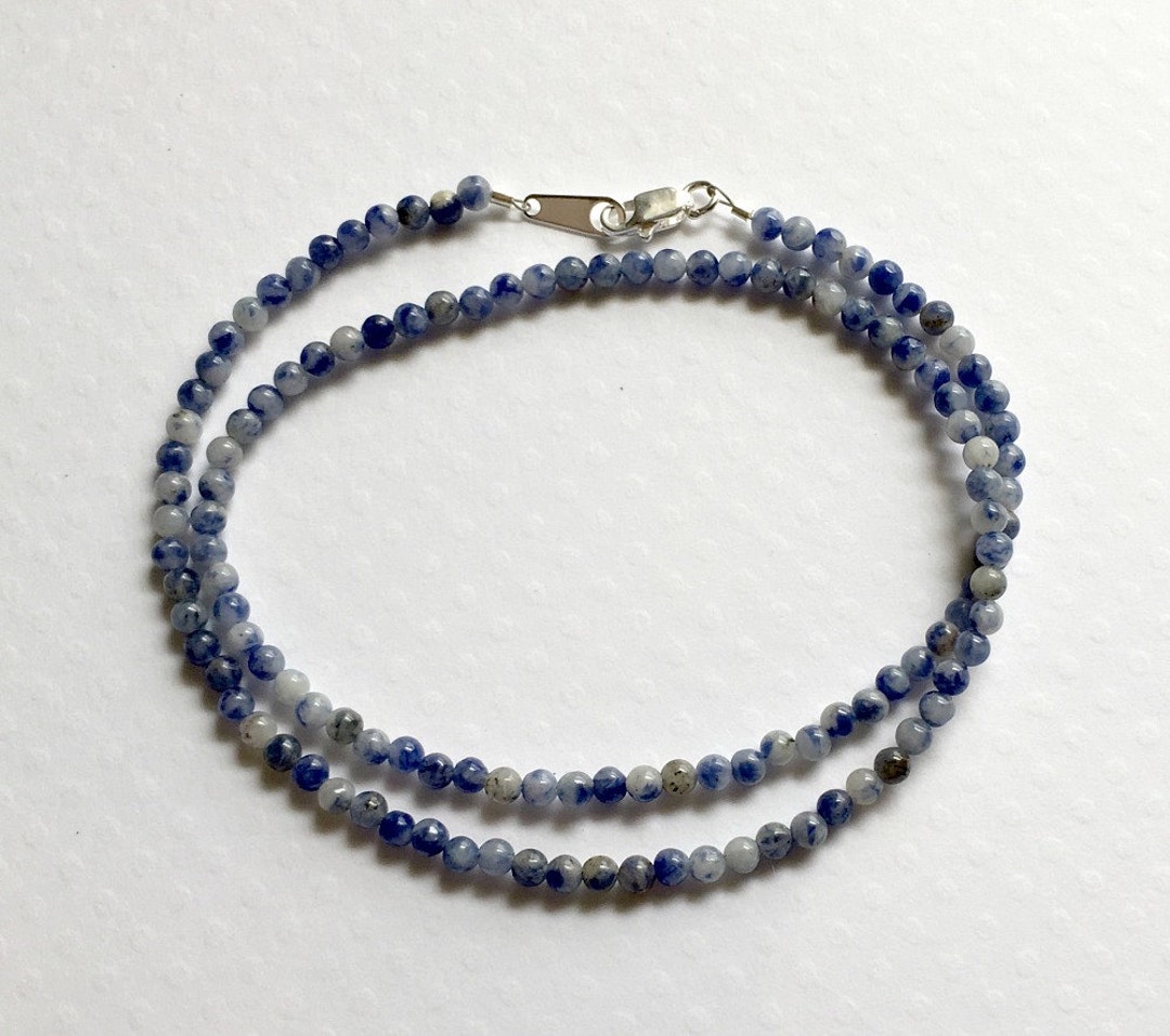 Sodalite Very Small Stone Necklace/choker, Blue Stone Sodaltie 3mm ...