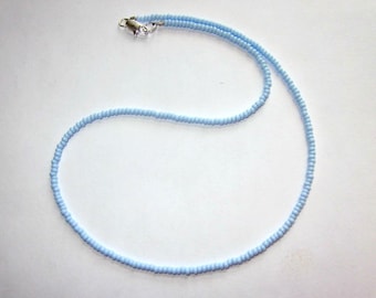 Tiny Periwinkle Light Blue Seed Bead Necklace, Opaque Light Blue Seed Bead Necklace, Periwinkle Blue Choker Necklace, CHOOSE A LENGTH