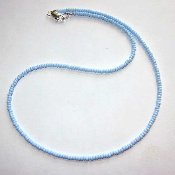 Tiny Periwinkle Light Blue Seed Bead Necklace, Opaque Light Blue Seed Bead Necklace, Periwinkle Blue Choker Necklace, CHOOSE A LENGTH