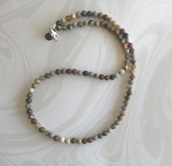 Ocean Jasper Small Stone Necklace / Choker Short Necklace 16 - Etsy