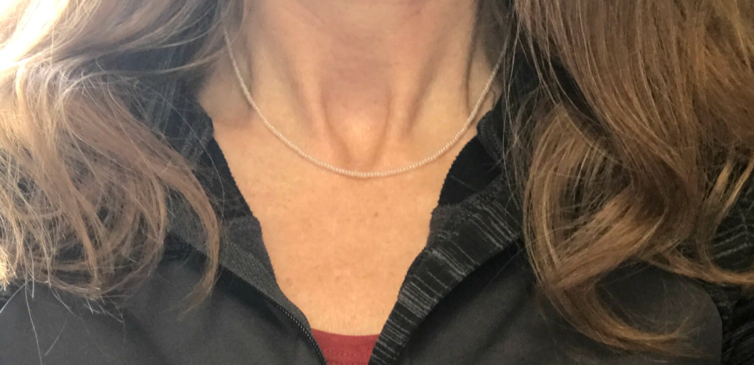 Super Tiny White Pearl Seed Bead Necklace Choker Choose A