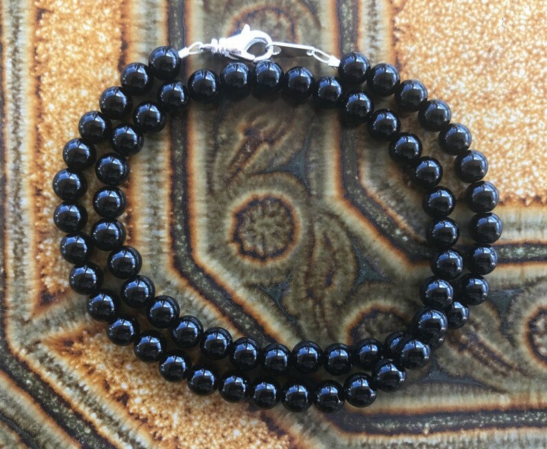 Black Tourmaline Stone Necklace 6mm Black Tourmaline Stone Etsy