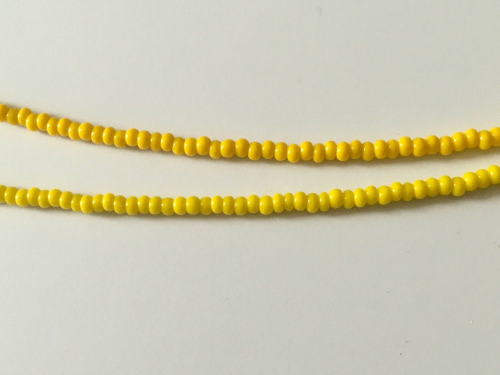 Super Tiny Yellow Seed Bead Necklace / Choker, Choose a Shade, Choose a Length, Lemon and Bright