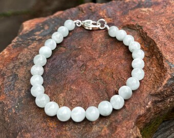 Green Moonstone Bracelet, 6mm Pale Green Moonstone Bracelet, Choose Your Size