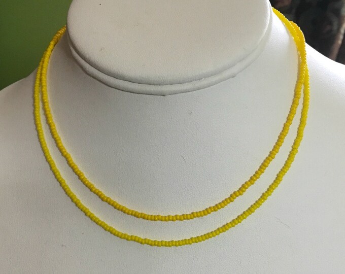 Super Tiny Yellow Seed Bead Necklace / Choker, Choose a Shade, Choose a