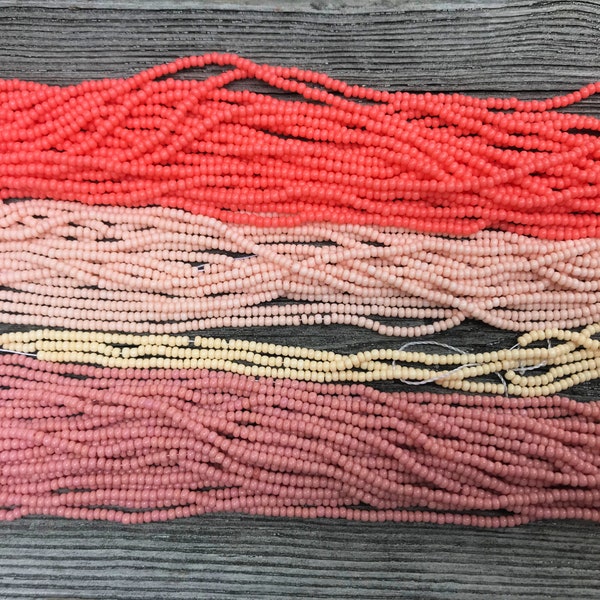 Necklace/Choker Coral Shades Super Tiny Seed Bead Necklace or Choker/Choose a Length, Choose a Shade, Size 11 Seed Beads, Mauve, Peach