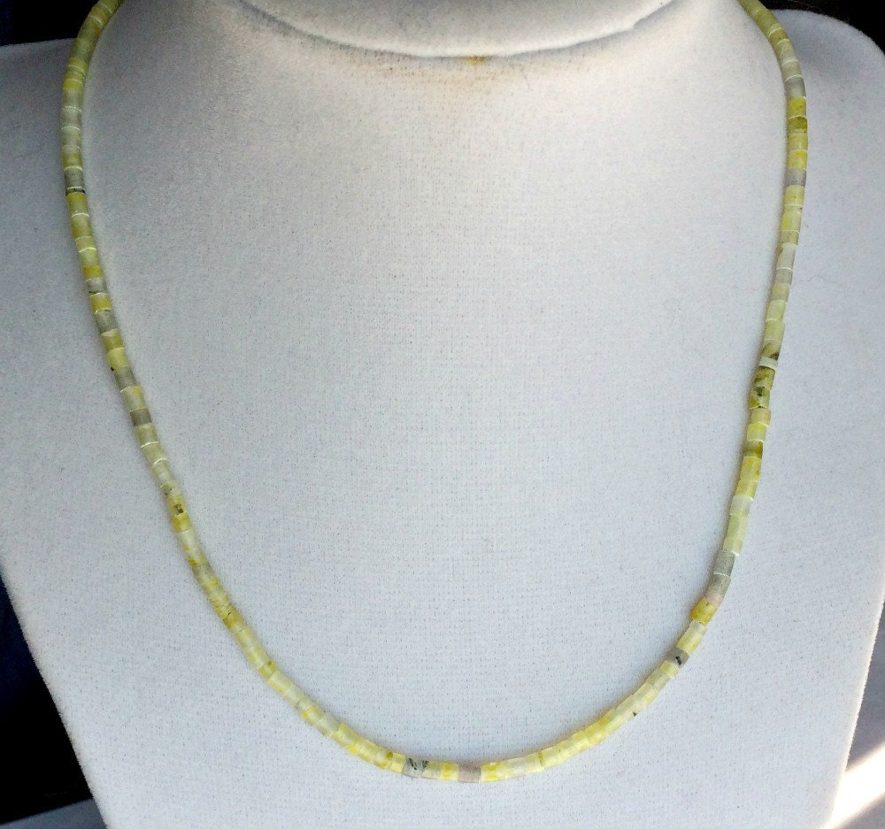 Serpentine Heishi Necklace, Light Green Serpentine Stone Choker