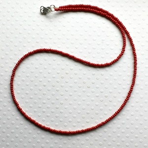 Blood Red Super Tiny Seed Bead Choker / Necklace, Choose a Length, Size 11/0 or 8/0 Dark Blood Red Seed Bead Necklace, NOW 2 BEAD SIZES